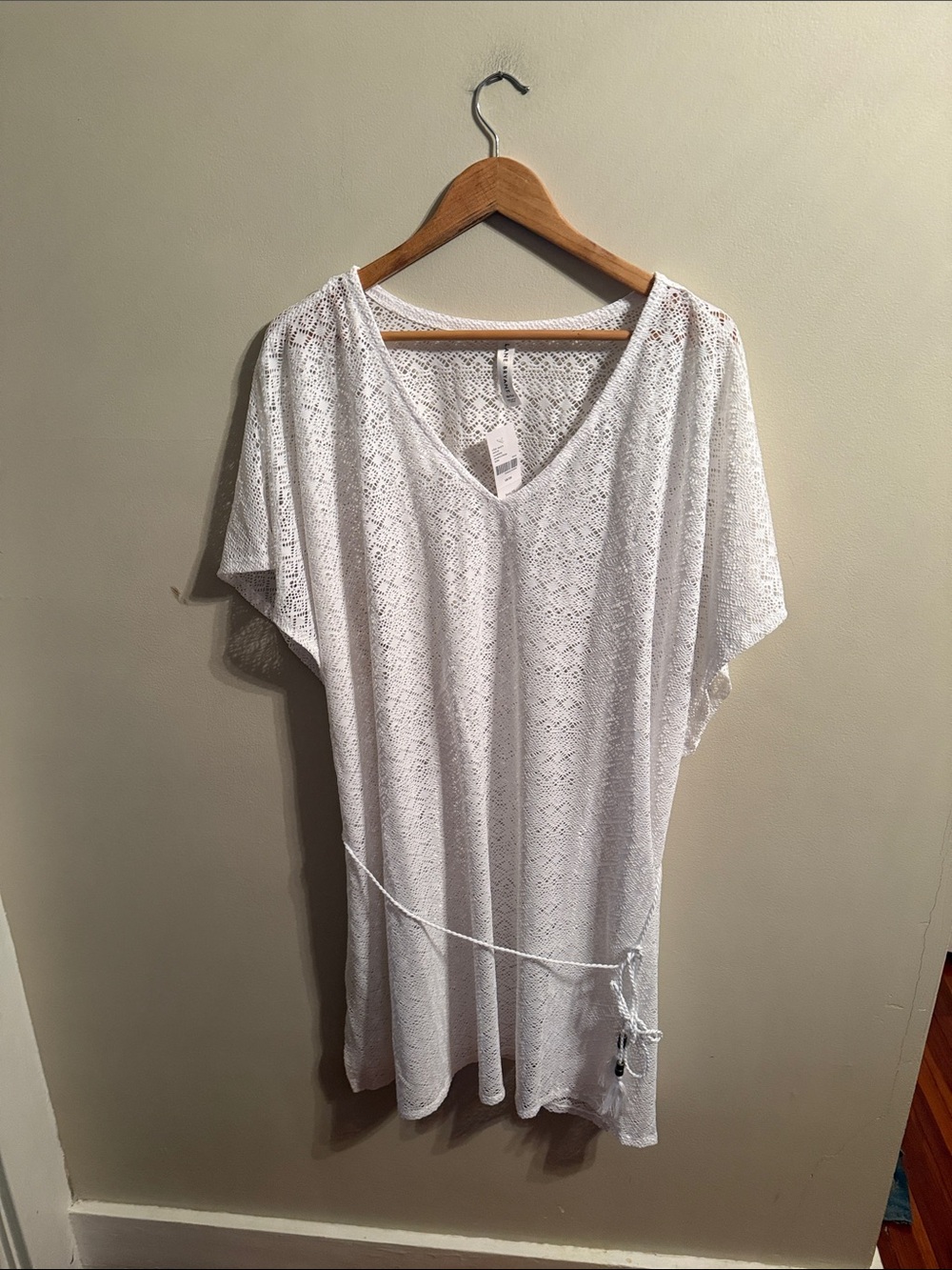 Lane Bryant White Crochet Swim Cover-Up